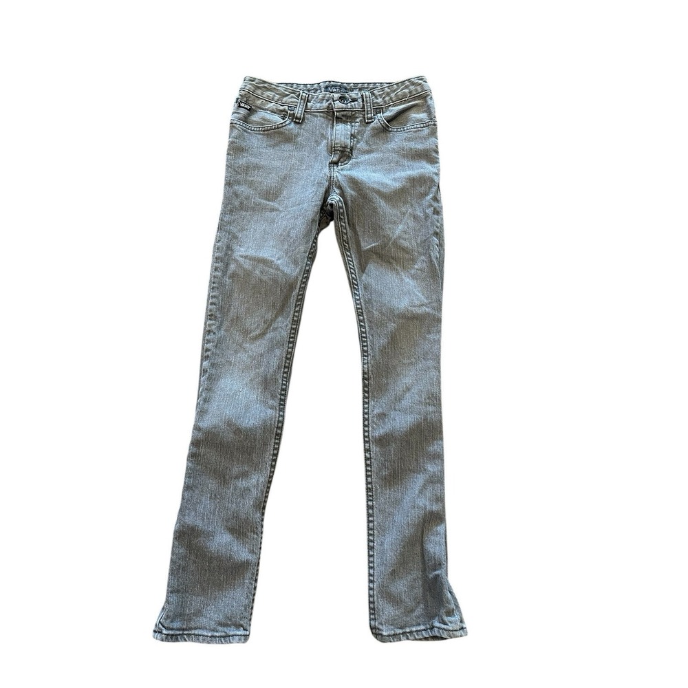 Vans Straight Leg Jeans Boys Girls 10 Faded Grey Washed Distressed Denim